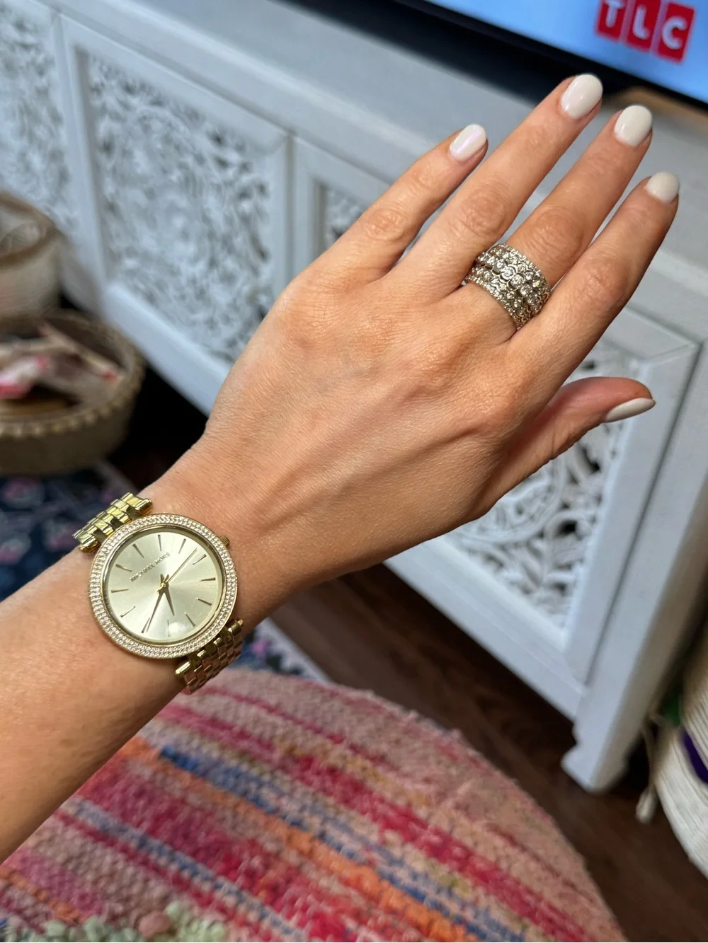 🌟 *LIKE NEW* Michael Kors Gold Crystal Diamond Bezel Watch (for‎ petite wrist)
